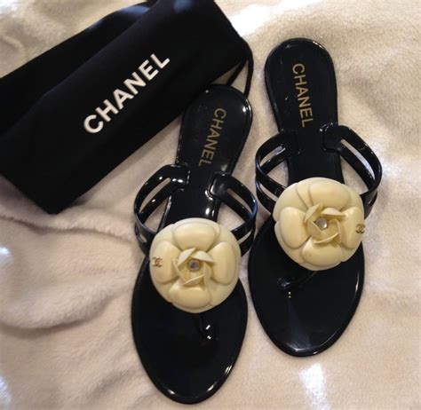 chanel flower sandals|Chanel clear slide sandals.